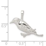 Sterling Silver Polished Perched Bird Chain Slide Pendant - Image 3