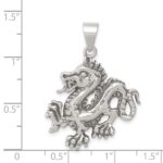 Sterling Silver Antiqued & Textured Chinese Dragon Pendant - Image 3