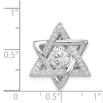 Sterling Silver Platinum-plated Polished Vibrant CZ Star of David Pendant - Image 4