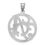 Sterling Silver Rhodium-plated Fancy Script Letter A Initial Pendant - Image 4