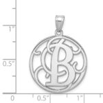 Sterling Silver Rhodium-plated Fancy Script Letter B Initial Pendant - Image 3