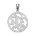 Sterling Silver Rhodium-plated Fancy Script Letter F Initial Pendant - Image 3