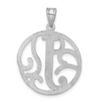 Sterling Silver Rhodium-plated Fancy Script Letter J Initial Pendant - Image 4