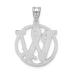 Sterling Silver Rhodium-plated Fancy Script Letter W Initial Pendant - Image 3