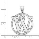 Sterling Silver Rhodium-plated Fancy Script Letter W Initial Pendant - Image 4