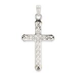 Sterling Silver w/14k White Topaz On Bail Antiqued Cross Pendant - Image 3