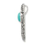 Sterling Silver Antiqued Reconstituted Turquoise Cabochon Slide - Image 2