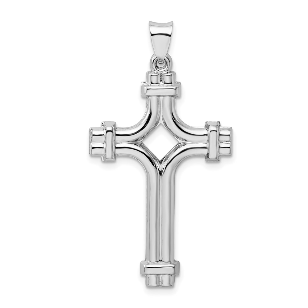 QC9049.jpg Sterling Silver Rhodium-plated Polished Fancy Cross Pendant - Image 1