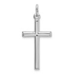 Sterling Silver Rhodium Plated Polished Cross Charm - Image 3