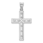 Sterling Silver Rhodium-plated Satin & Polished Latin Cross Pendant