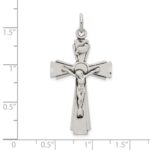 Sterling Silver Satin and D/C INRI Crucifix Pendant - Image 4