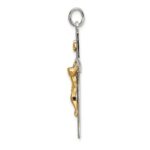 Sterling Silver & Gold-plated Polished and Textured INRI Crucifix Pendant - Image 2