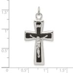 Sterling Silver Black Epoxy INRI Crucifix Pendant - Image 4
