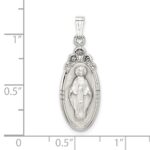 Sterling Silver White Epoxy & Crystal Miraculous Medal Pendant - Image 4