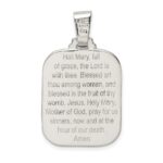 Sterling Silver Satin & Polished Mary w/Hail Mary Prayer Pendant - Image 3