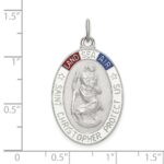 Sterling Silver Satin/Polished/D/C Enamel St Christopher Medal - Image 4