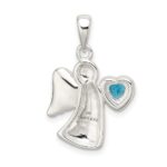 Sterling Silver Angel w/Blue CZ Heart Pendant - Image 3