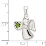 Sterling Silver Angel w/Light Green CZ Heart Pendant - Image 4