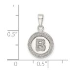 Sterling Silver Glitter Enamel Letter B Initial Circle Pendant - Image 4