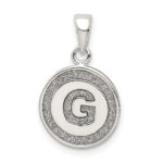 Sterling Silver Glitter Enamel Letter G Initial Circle Pendant