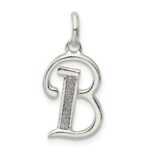 Sterling Silver Polished Glitter Enamel Letter B Initial Charm