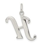 Sterling Silver Polished Glitter Enamel Letter H Initial Charm - Image 4