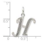 Sterling Silver Polished Glitter Enamel Letter H Initial Charm - Image 3