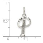 Sterling Silver Polished Glitter Enamel Letter P Initial Charm - Image 3