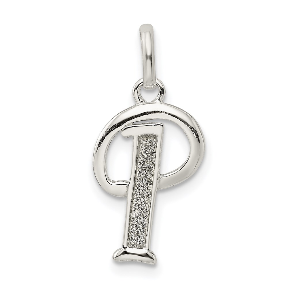 QC9181P.jpg Sterling Silver Polished Glitter Enamel Letter P Initial Charm - Image 1