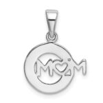 Sterling Silver Rhodium-plated Enamel Glitter Fabric MOM Pendant - Image 4