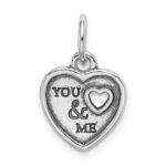 Sterling Silver Rhodium-plated Oxidized You and Me Pendant - Image 3