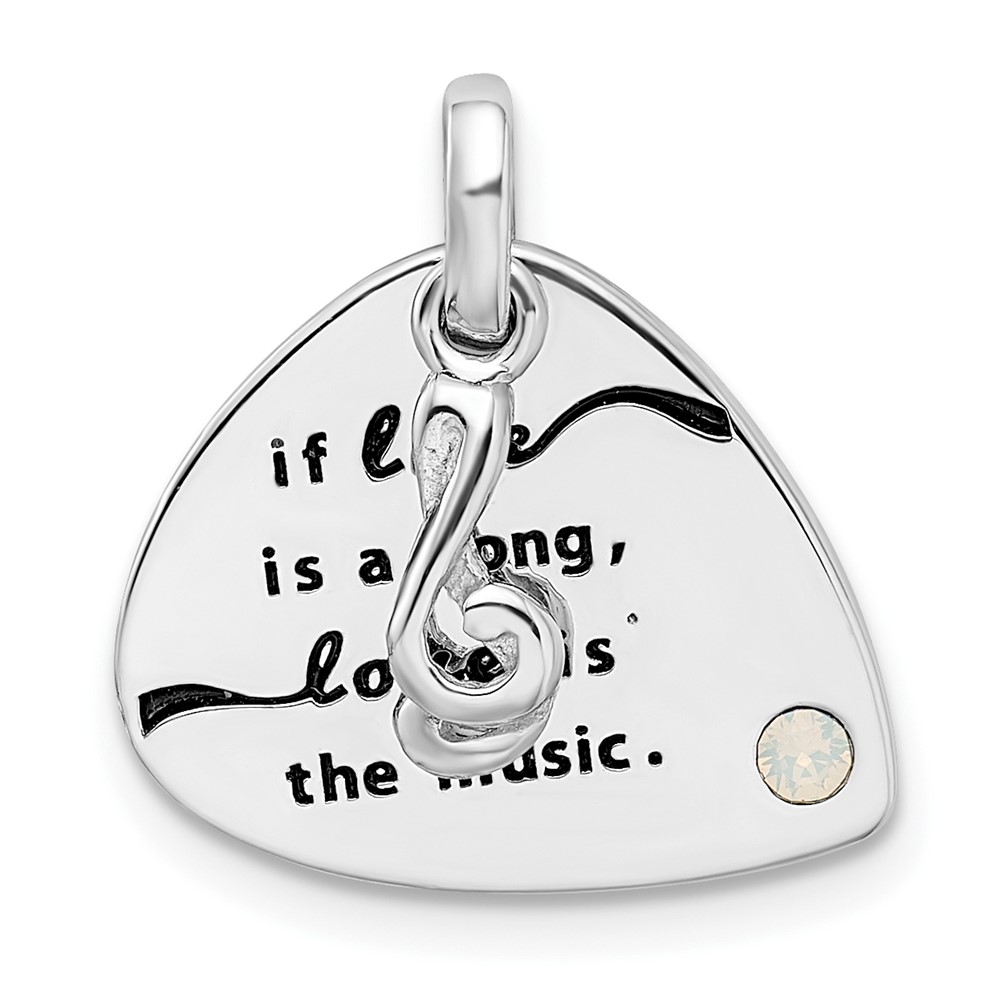 QC9208.jpg Sterling Silver RH-plated Crystal Antique Guitar Pendant - Image 1