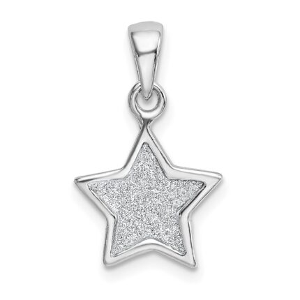 Sterling Silver Rhodium-plated Glitter Enamel Fabric Star Pendant
