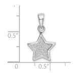 Sterling Silver Rhodium-plated Glitter Enamel Fabric Star Pendant - Image 4
