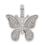 Sterling Silver Rhod-plated Polished Preciosa Crystal Butterfly Pendant