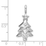 Sterling Silver Rhodium-plated CZ Christmas Tree Pendant - Image 4