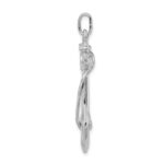 Sterling Silver Rhodium Plated Polished Anchor with Rope Charm - Image 2