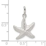 Sterling Silver Polished and Textured Starfish Charm - Image 4