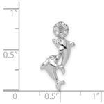 Sterling Silver Rhodium-plated Crystal Dolphins Chain Slide - Image 4