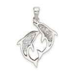Sterling Silver & Gold-tone Enameled Filigree Dolphins Pendant - Image 3