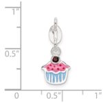 Sterling Silver Polished and Enameled Cupcake w/Garnet Charm - Image 4