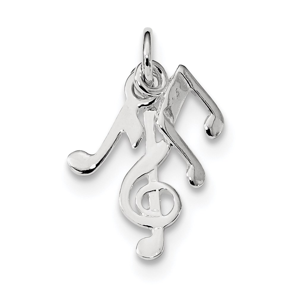 QC9294.jpg Sterling Silver Rhod-plated Polished Music Notes Charm - Image 1