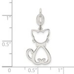 Sterling Silver Polished Cat Charm - Image 4