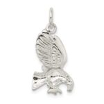 Sterling Silver Polished and Diamond-cut Eagle Pendant - Image 3