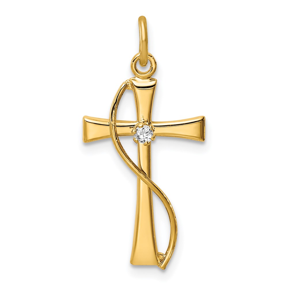 QC9393.jpg Sterling Silver Gold Tone & CZ Cross Pendant - Image 1