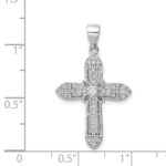 Sterling Silver Rhodium-plated Polished CZ Passion Cross Pendant - Image 4