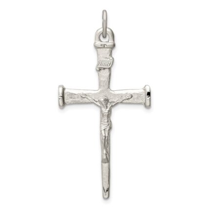 Sterling Silver Textured Crucifix Cross Pendant
