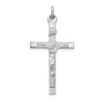 Sterling Silver Platinum-plated Textured Crucifix Cross Pendant