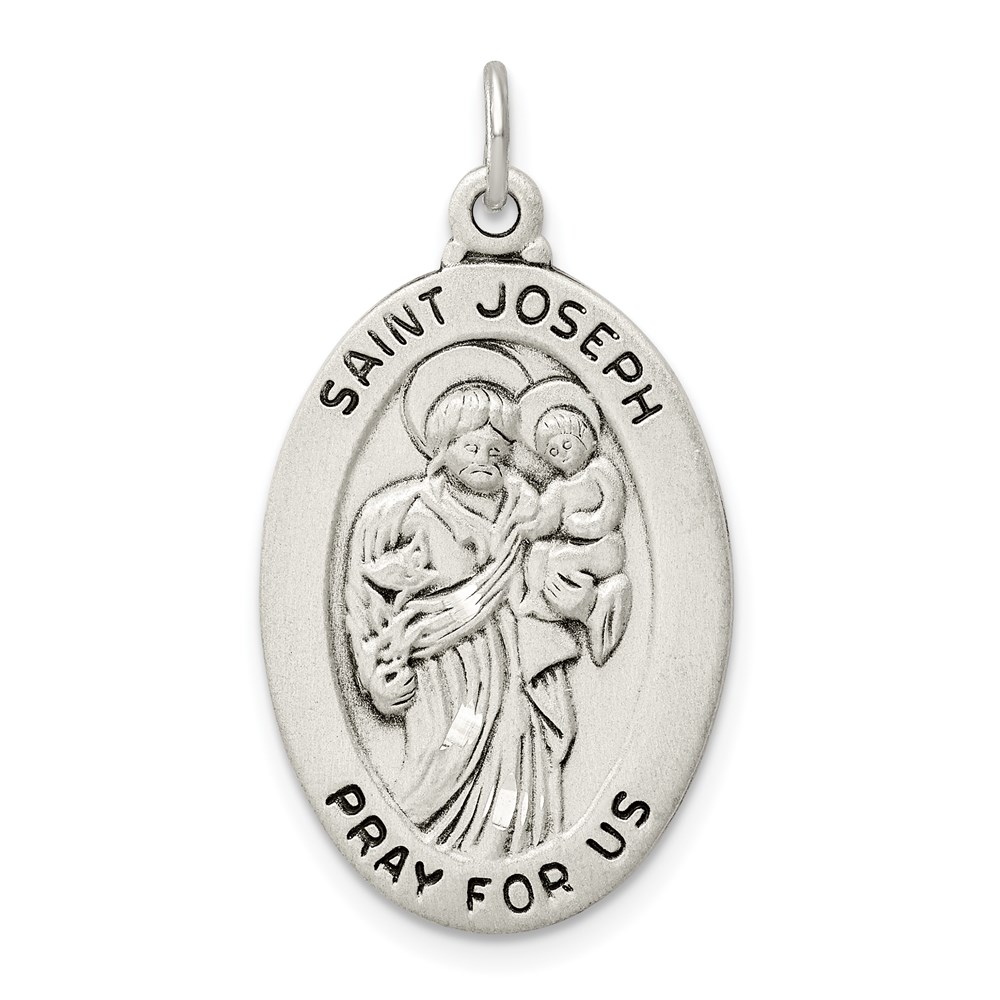QC9420.jpg Sterling Silver Antiqued St. Joseph Medal - Image 1