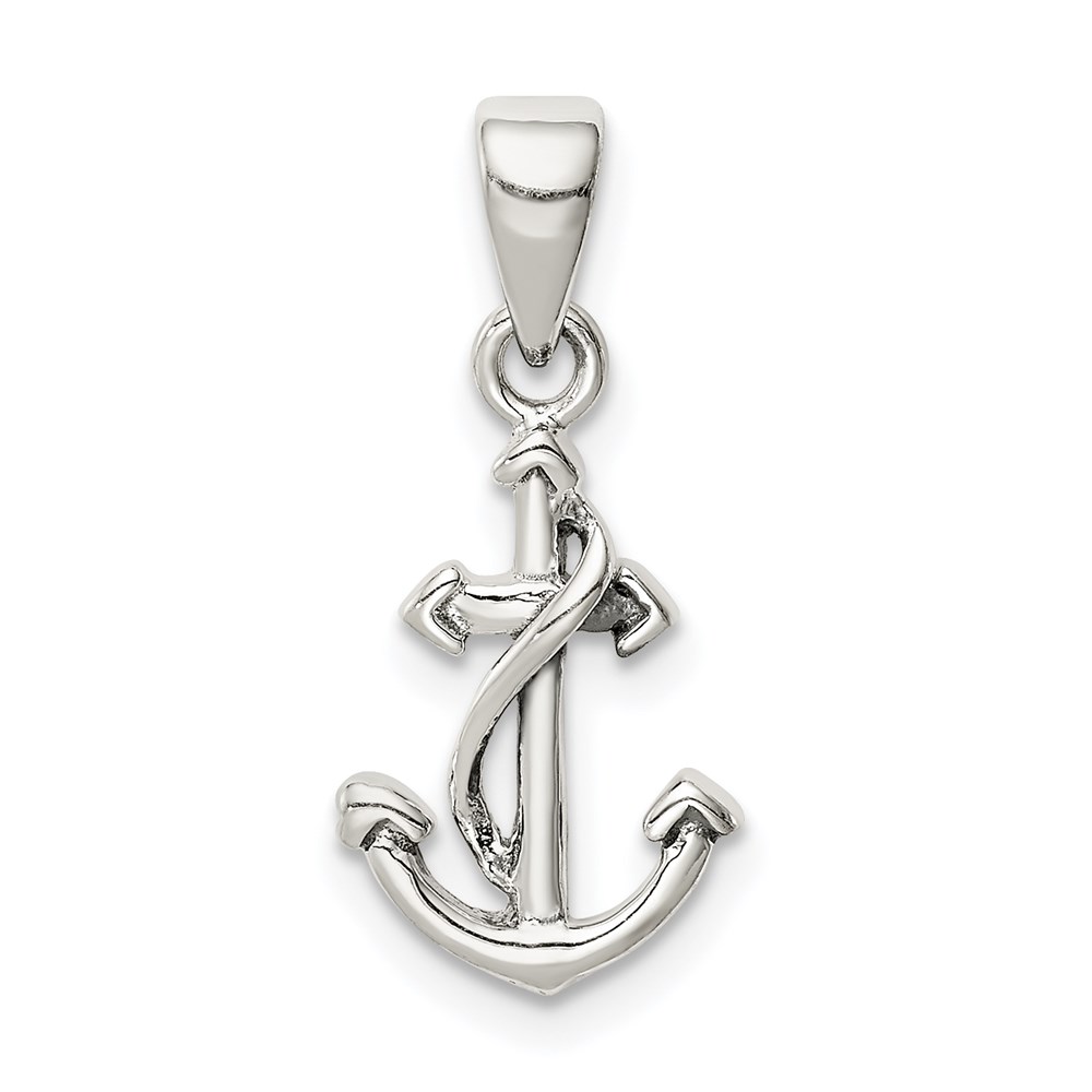 QC9431.jpg Sterling Silver Polished Anchor Pendant - Image 1